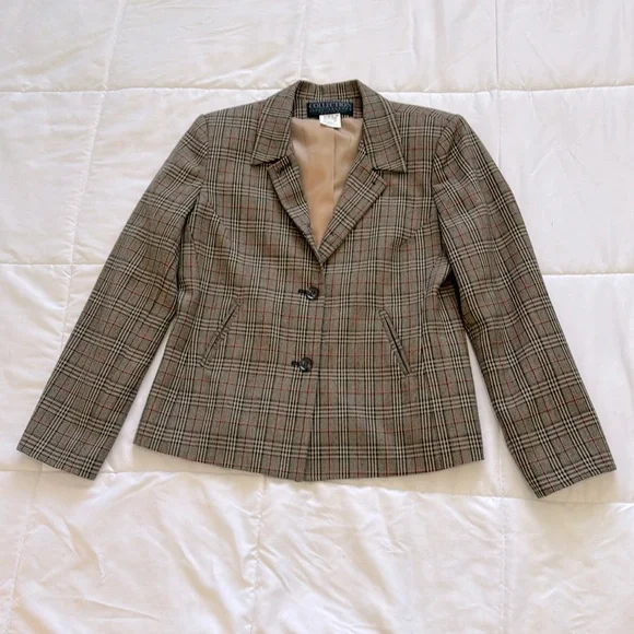 Harve Benard Collection Plaid 100% Wool Fully lined. Blazer Sz 6P - Picture 1 of 10